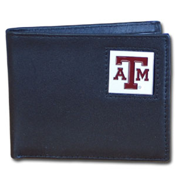 Texas A & M Aggies Leather Bi-fold Wallet Packaged in Gift Box