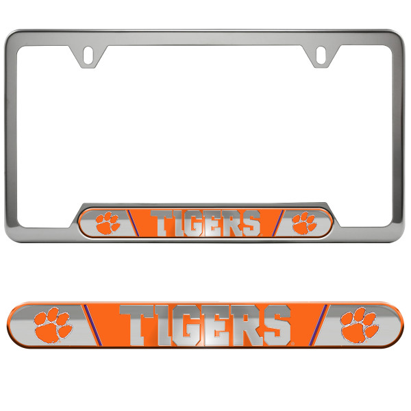 Clemson Tigers Embossed License Plate Frame Primary Logo and Wordmark