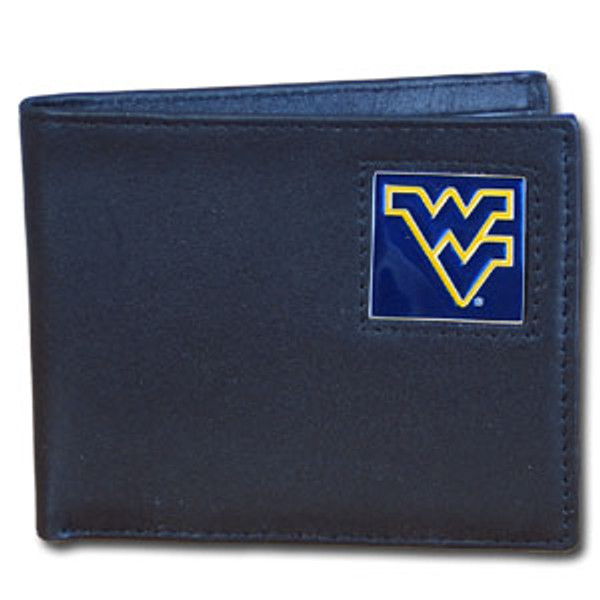 W. Virginia Mountaineers Leather Bi-fold Wallet Packaged in Gift Box