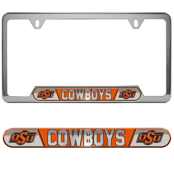 Oklahoma State Cowboys Embossed License Plate Frame Primary Logo and Wordmark