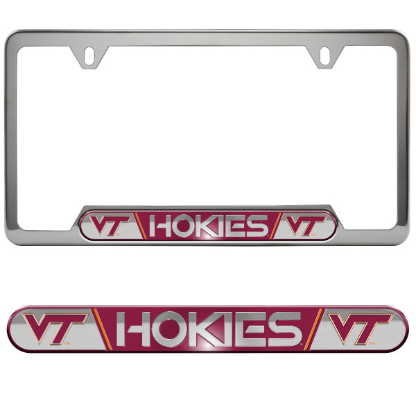 Virginia Tech Hokies Embossed License Plate Frame Primary Logo and Wordmark