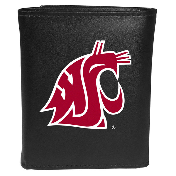 Washington St. Cougars Leather Tri-fold Wallet, Large Logo