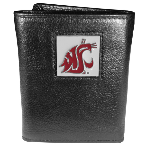 Washington St. Cougars Deluxe Leather Tri-fold Wallet