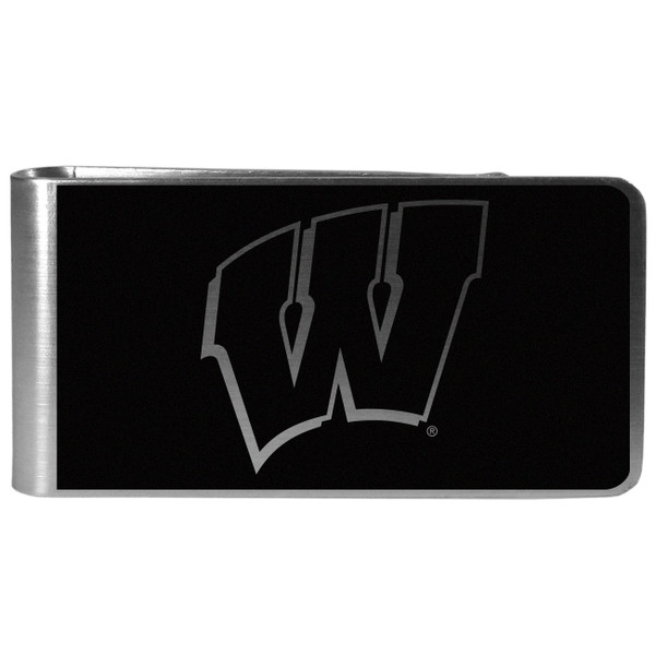 Wisconsin Badgers Black and Steel Money Clip