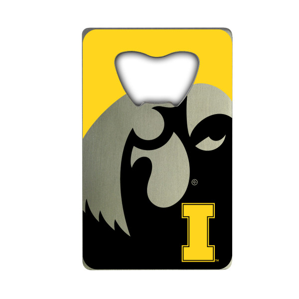 Iowa Hawkeyes Credit Card Bottle Opener "I" and "Hawkeye" Logo