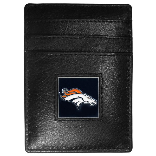 Denver Broncos Leather Money Clip/Cardholder Packaged in Gift Box
