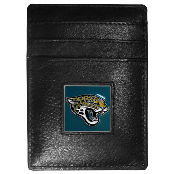 Jacksonville Jaguars Leather Money Clip/Cardholder Packaged in Gift Box