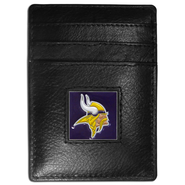Minnesota Vikings Leather Money Clip/Cardholder Packaged in Gift Box