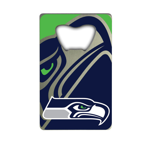Seattle Seahawks Credit Card Bottle Opener Seahawks Primary Logo Blue, Green & Silver