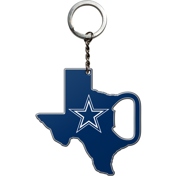 Dallas Cowboys Keychain Bottle Opener Cowboys Primary Logo / Shape of Texas Blue