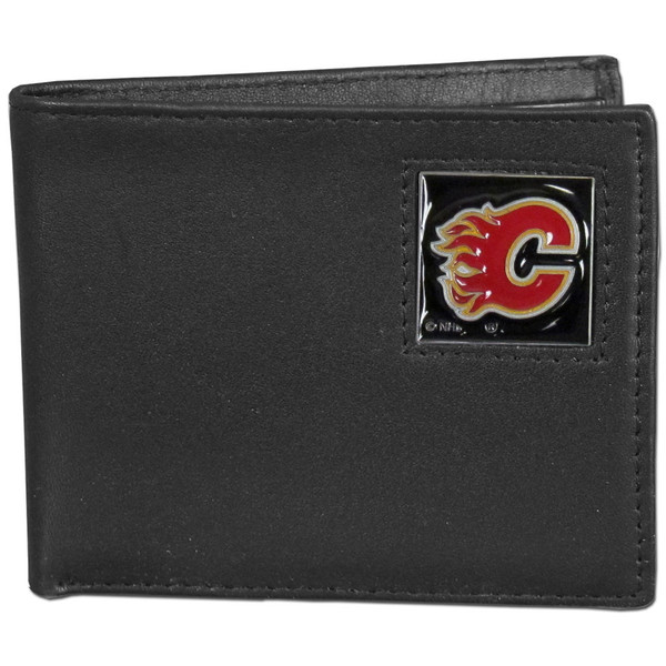 Calgary Flames® Leather Bi-fold Wallet Packaged in Gift Box