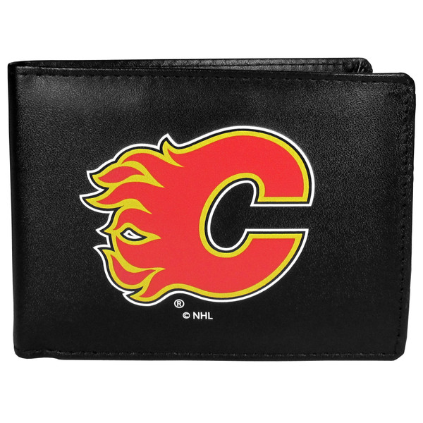 Calgary Flames® Leather Bi-fold Wallet, Large Logo