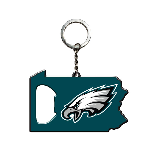 Philadelphia Eagles Keychain Bottle Opener Eagles Primary Logo / Shape of Pennsylvania Green