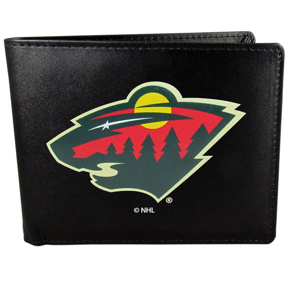 Minnesota Wild® Leather Bi-fold Wallet, Large Logo