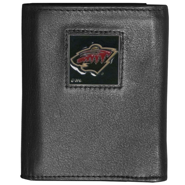 Minnesota Wild® Deluxe Leather Tri-fold Wallet Packaged in Gift Box