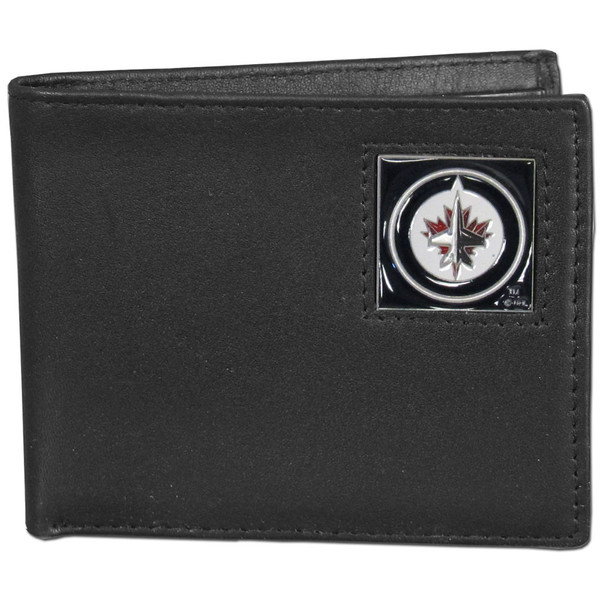 Winnipeg Jets Leather Bi-fold Wallet Packaged in Gift Box