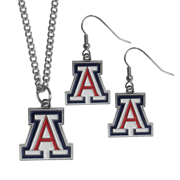 Arizona Wildcats Dangle Earrings and Chain Necklace Set