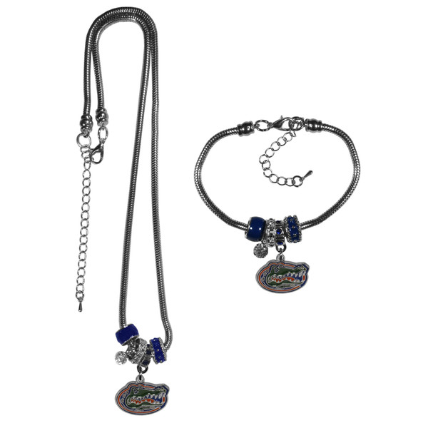 Florida Gators Euro Bead Necklace and Bracelet Set