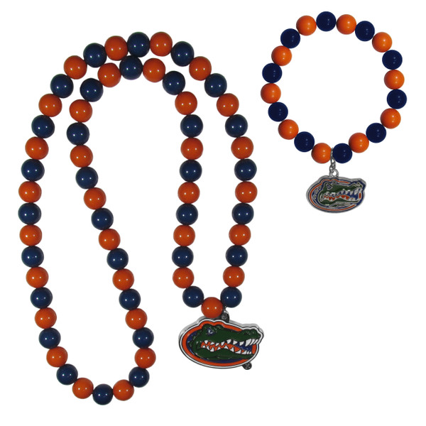 Florida Gators Fan Bead Necklace and Bracelet Set