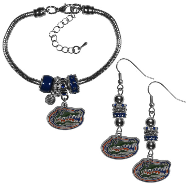 Florida Gators Euro Bead Earrings and Bracelet Set