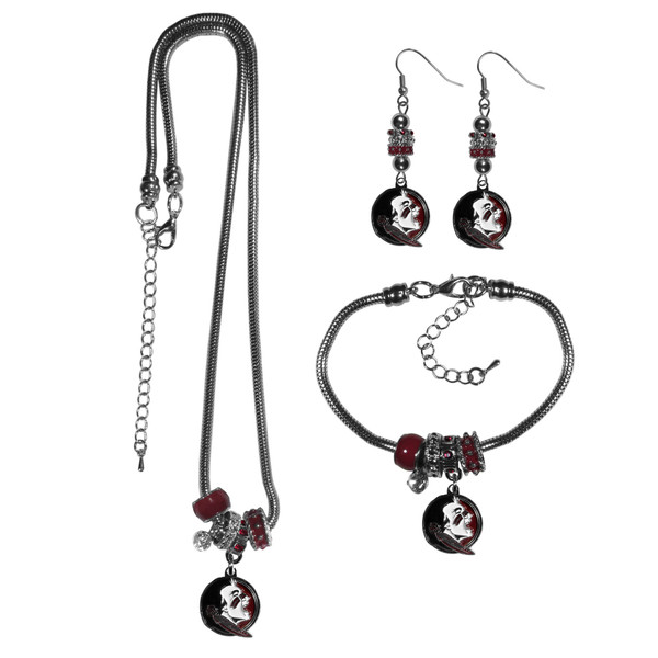 Florida St. Seminoles Euro Bead Jewelry 3 piece Set