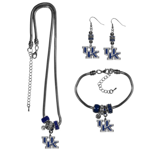 Kentucky Wildcats Euro Bead Jewelry 3 piece Set