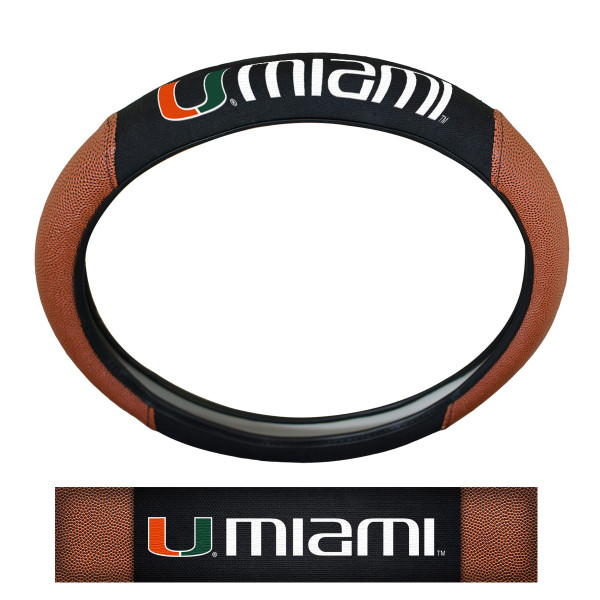 University of Miami Sports Grip Steering Wheel Cover 14.5 to 15.5 - Primary Logo and Wordmark