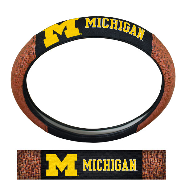 University of Michigan Sports Grip Steering Wheel Cover 14.5 to 15.5 - Primary Logo and Wordmark