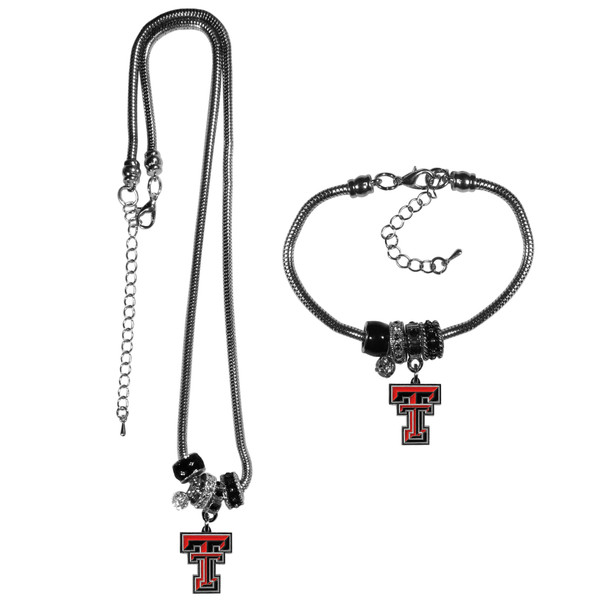 Texas Tech Raiders Euro Bead Necklace and Bracelet Set