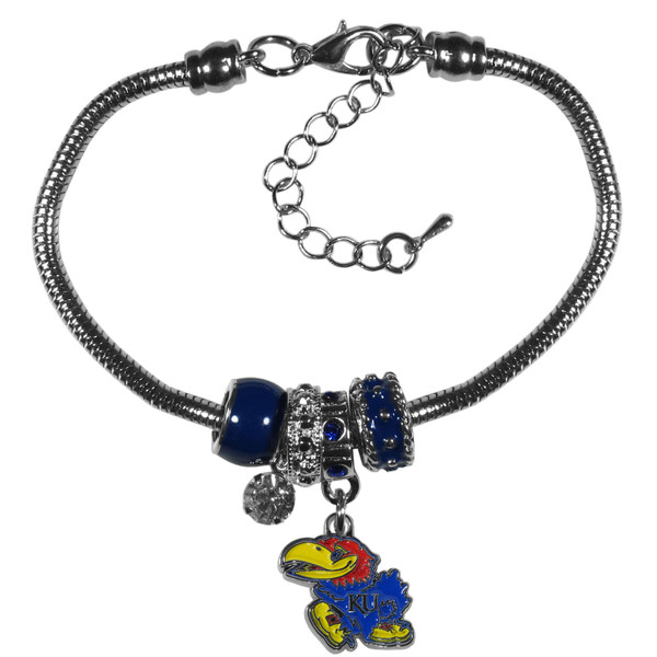 Kansas Jayhawks Euro Bead Bracelet