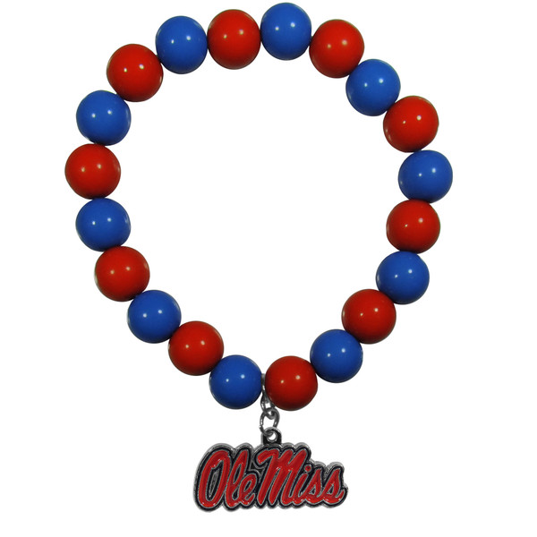 Mississippi Rebels Fan Bead Bracelet