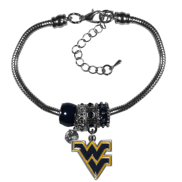 W. Virginia Mountaineers Euro Bead Bracelet