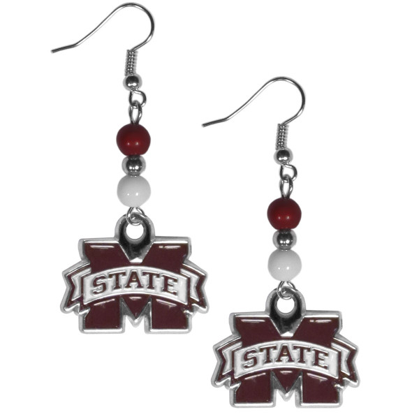 Mississippi St. Bulldogs  Fan Bead Dangle Earrings