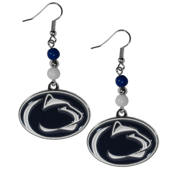 Penn St. Nittany Lions Fan Bead Dangle Earrings