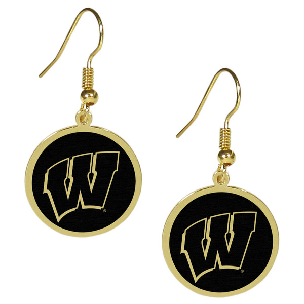 Wisconsin Badgers Gold Tone Earrings