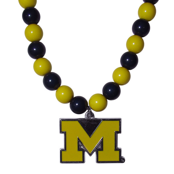 Michigan Wolverines Fan Bead Necklace