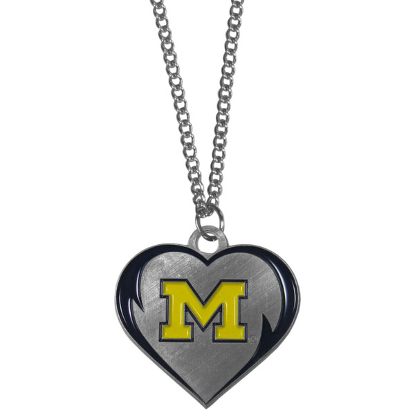 Michigan Wolverines Heart Necklace
