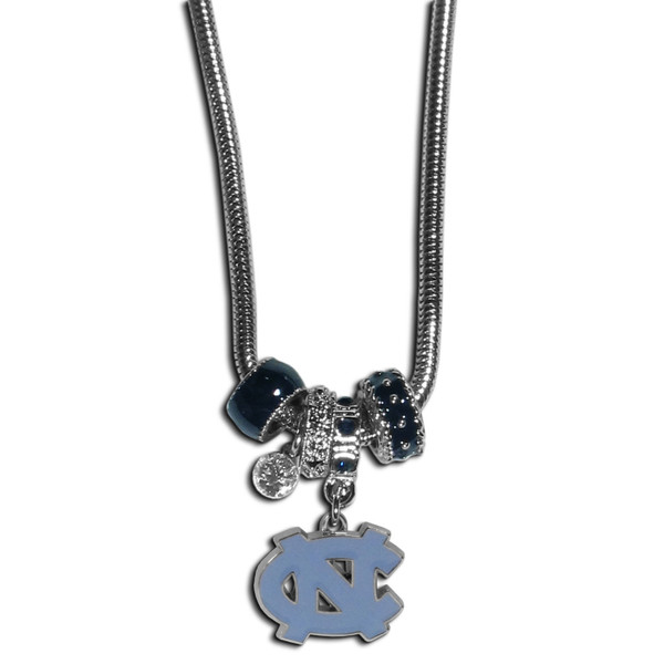 N. Carolina Tar Heels Euro Bead Necklace