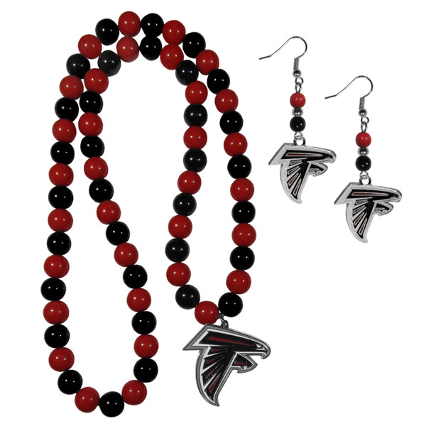 Atlanta Falcons Fan Bead Earrings and Necklace Set