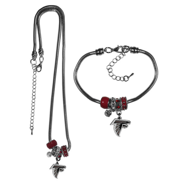 Atlanta Falcons Euro Bead Necklace and Bracelet Set