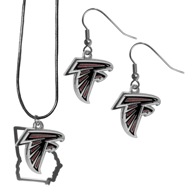Atlanta Falcons Dangle Earrings and State Necklace Set