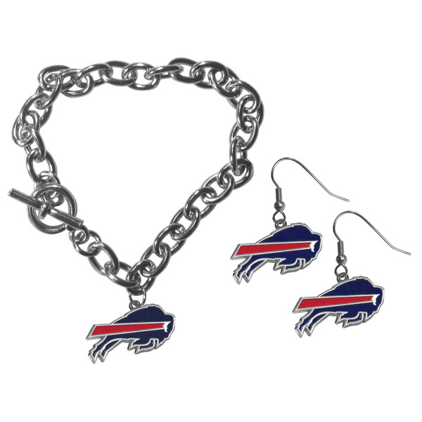 Buffalo Bills Chain Bracelet and Dangle Earring Set