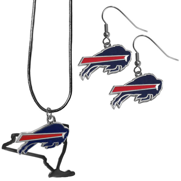 Buffalo Bills Dangle Earrings and State Necklace Set