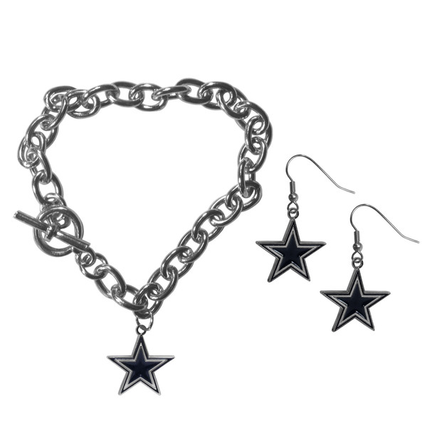 Dallas Cowboys Chain Bracelet and Dangle Earring Set
