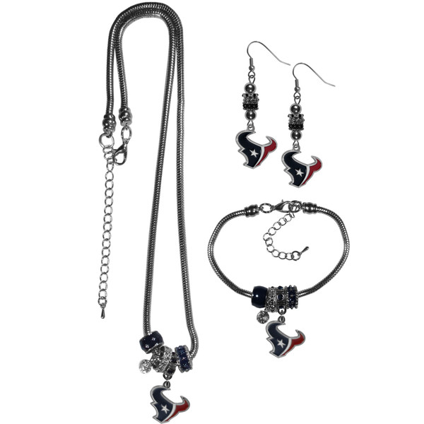 Houston Texans Euro Bead Jewelry 3 piece Set