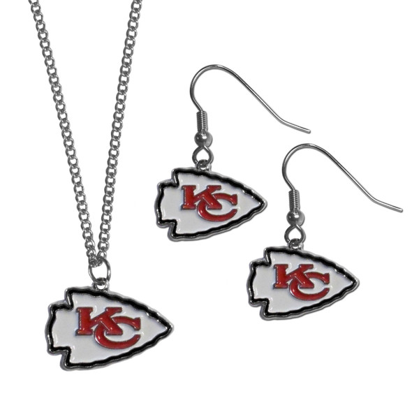 Kansas City Chiefs Dangle Earrings and Chain Necklace Set