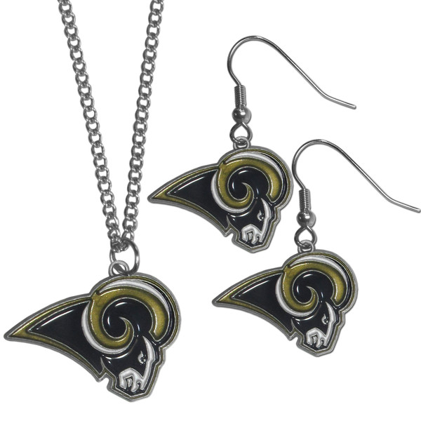 Los Angeles Rams Dangle Earrings and Chain Necklace Set