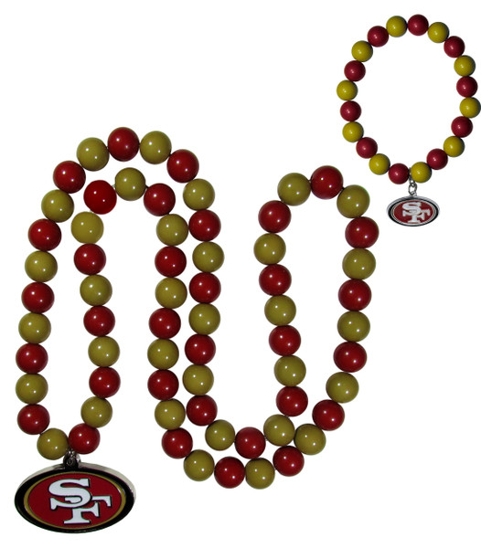 San Francisco 49ers Fan Bead Necklace and Bracelet Set