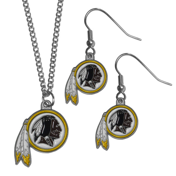 Washington Commanders Dangle Earrings and Chain Necklace Set