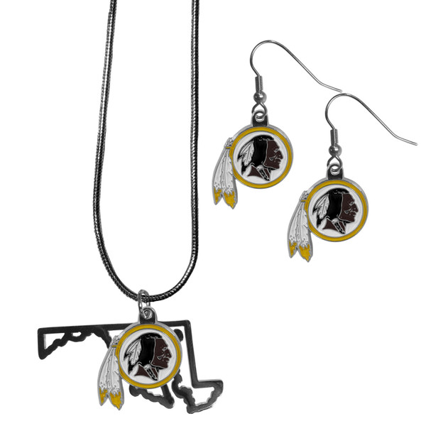 Washington Commanders Dangle Earrings and State Necklace Set